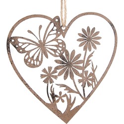 Clayre & Eef Decoratie Hanger Hart 11 cm Bruin IJzer