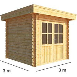 Tuinhuisje Blokhut Lisa 300 cm bij 300 cm diep Plat dak