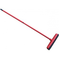 Rubberen bezem/trekker inclusief telescoopsteel 135 cm rood - Bezem