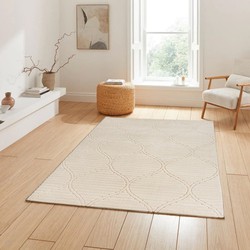 Laagpolig Vloerkleed Delia - Barok design - creme - 240 X 340 CM