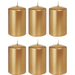 6x Kaarsen goud 5 x 8 cm 18 branduren sfeerkaarsen - Stompkaarsen