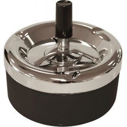 Ronde draaiasbak/drukasbak zwart/chroom 13 cm - Asbakken