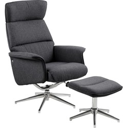 Relaxfauteuil Donkergrijs  Incl. Voetenbankje - Skjern