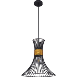 Industriële hanglamp Purra - L:35cm - E27 - Metaal - Zwart