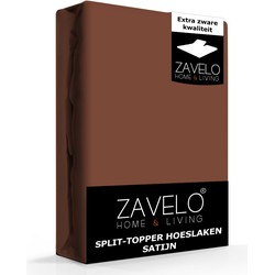 Zavelo Splittopper Hoeslaken Satijn Bruin-Lits-jumeaux (180x220 cm)