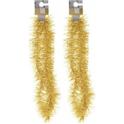 2x Gouden folieslingers fijn 180 cm - Kerstslingers