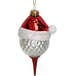 Ornament Golfbal Glas Rood 12.3cm