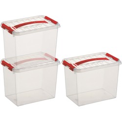 3x Kunststof stapelbare opbergbak 9 liter 30 x 20 x 22 cm - Opbergbox