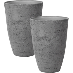 CAMIA - Bloempot set van 2 L - Grijs - Stenenmix