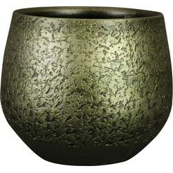 Ter Steege Plantenpot - keramiek - metallic donkergroen - 19x16cm - Plantenpotten