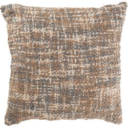J-Line - Kussen Tweed Acryl/katoen Lichtblauw/beige - 45x45x12cm