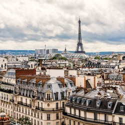 ESTAhome fotobehang Parijs city view beige en grijs