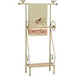 Clayre & Eef Handdoekenrek  55x18x97 cm Beige Bruin Ijzer Rechthoek Vogel Handdoekhouder