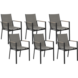 BUSSETO  - Tuinstoel set van 6 - Zwart - Aluminium