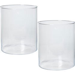 Vaas - 3x - transparant - cilinder - bloemenvaas - glas - 30 x 35 cm - Vazen