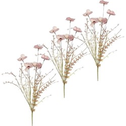 Set van 6x stuks roze papaver/klaproosjes kunstbloemen takken 53 cm decoratie - Kunstplanten