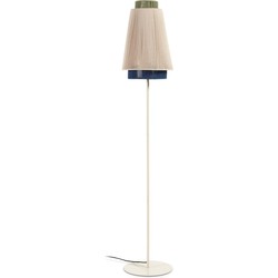 Kave Home - Yuvia katoenen staande lamp met beige en blauwe afwerking