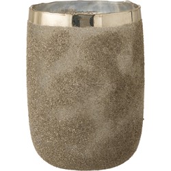 J-line - Theelichthouder Frosty Rond Glas Zilver Extralarge - 19.5x19.5x25.5cm