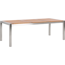 Beliani GROSSETO - Eettafel-Lichte houtkleur-RVS, Eucalyptushout