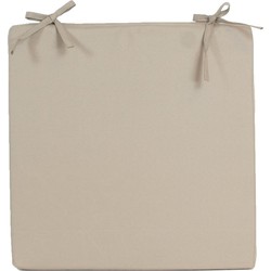 Stoelkussen buiten 40x40x2,8 cm taupe met bevestigingslussen - Anna's Collection