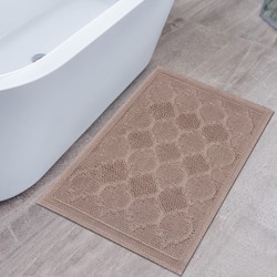 Badmat Kelim Wasbaar Beige Laagpolig Badkamer Toiletmat  Anti Slip- 40x60 CM