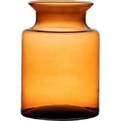 Oranje/transparante melkbus vaas/vazen van glas 20 cm - Vazen