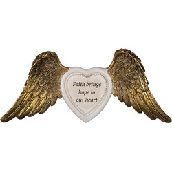 Clayre & Eef Wanddecoratie Vleugels 10 cm Goudkleurig Kunststof Faith Muurdecoratie