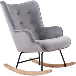 Aemely® Schommelstoel 'Steerne' - Grijs Velvet, Blank Hout