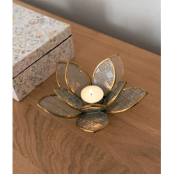 Lotus waxinelichthouder | Kaarsenhouder glas met goud | Tealightholder flower | Interieuraccessoires | Waxinelicht decoratie | Lotus kaarsenstandaard