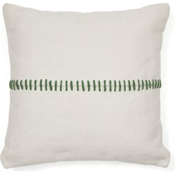 Kave Home - Witte kussenhoes Ribellet van 100% PET met groen stiksel 45 x 45 cm