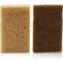 5Five Schuursponsjes - 2x st - 7 x 11,5 cm kokosvezel -Keukensponsjes - Schuursponzen