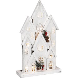 House of Seasons Huis Decoratief Object - 26x8x43 cm - Hout - Wit