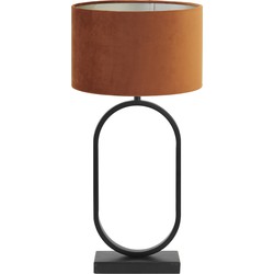 Tafellamp Jamiri/Velours - Zwart/Terra - Ø30x67cm