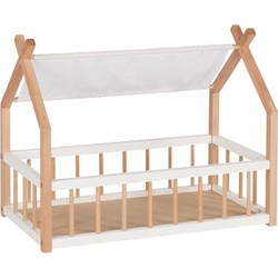 Goki Goki Doll bed with gable and textile roof 60 x 29 x 45 cm