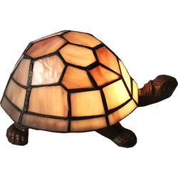 LumiLamp Tiffany Tafellamp Schildpad 23x14x8 cm  Bruin Glas Tiffany Lampen