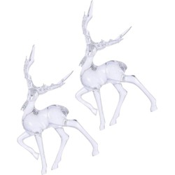 2x Kerst hangdecoratie lopende hertjes transparant 14 cm - Kersthangers