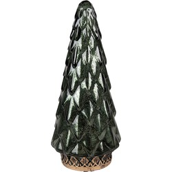 Clayre & Eef Kerstdecoratie met LED-verlichting Kerstboom Ø 11x24 cm Groen Glas