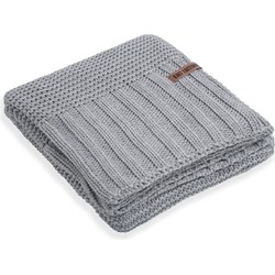 Knit Factory Vinz Gebreid Plaid XL - Woondeken - Kleed - Licht Grijs - 195x225 cm