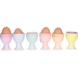 Bellatio Design Eierdopjes pastel - set van 6x - 7 x 5 cm - Eierdopjes