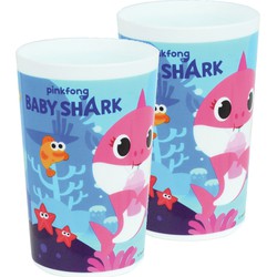 4x stuks kunststof drinkbeker Baby Shark 220 ml - Kinderservies