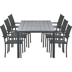 Garden Impressions Moon tuinset 7-delig donker grijs - Adana tuintafel 220x100 cm