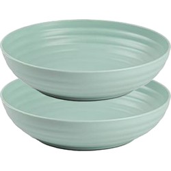 Plasticforte Rond bord/camping - 8x - diep bord - D22 cm - mintgroen - kunststof - onbreekbaar - Diepe borden
