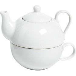 Porseleinen theepot set met kopje wit 250 ml - Theepotten