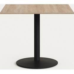 Kave Home - Esilda-tafel van natuurlijke melamine en zwart gelakte metalen poot 90 x 90 x 70 cm