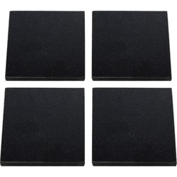 4x Granieten onderzetters 10 x 10 cm vierkant met houder - Glazenonderzetters