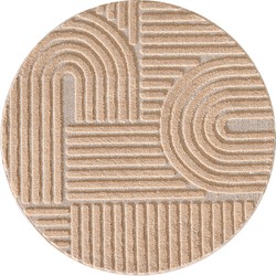 Rond Laagpolig vloerkleed Arte - Japandi Stijl - Roze - 120 cm ⌀ rond