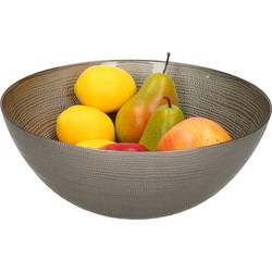 Decoratie schaal/fruitschaal van glas zilver rond D28 x H11,5 cm - Fruitschalen