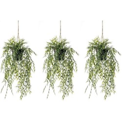 3x Groene bamboe kunstplanten 50 cm met pot - Kunstplanten