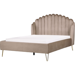 Beliani AMBILLOU - Tweepersoonsbed-Beige-Fluweel