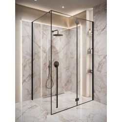Badplaats Douchecabine Vancouver 90 x 120 x 190 cm - Zwart met Veiligheidsglas - Douchewand met Draaideur